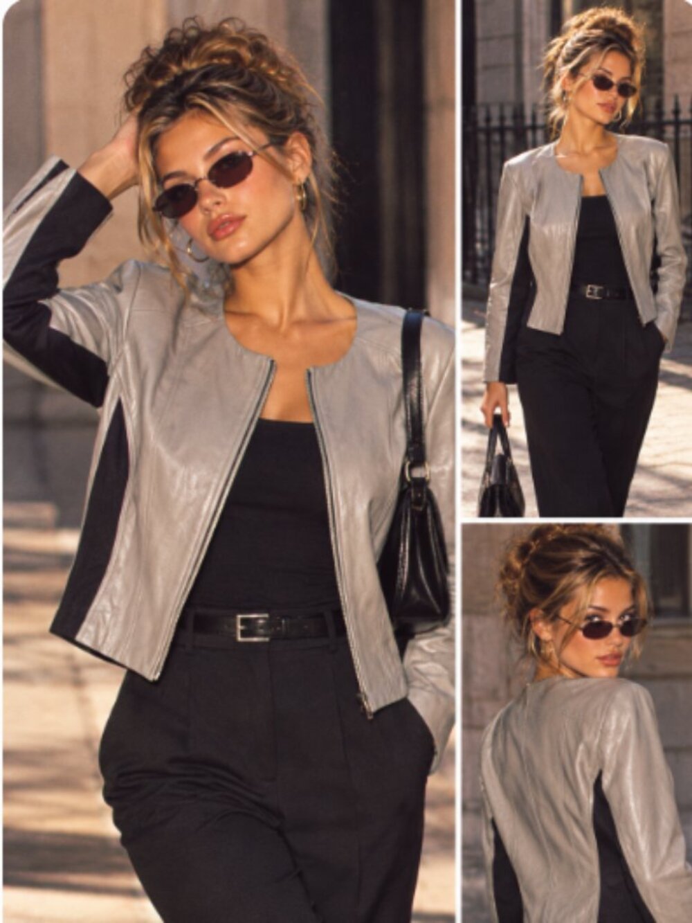 DKNY Lamb Leather Jacket Collarless Tan size 2X